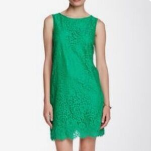 Max Studio Kelly Green Floral Lace Sleeveless Pullover Mini Shift Dress Size XS